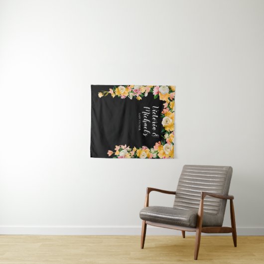 鮮やかな花嫁シャワーのフラワーバックドロップ タペストリー (インサイチュ(横))