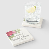 鮮やかな花束のブライダルシャワー ストーンコースター (横)