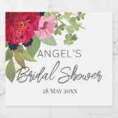 鮮やかな花束のブライダルシャワー スパークリングワインラベル (シングルラベル)