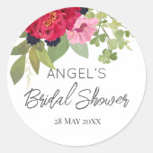 鮮やかな花束 ブライダルシャワー ラウンドシール (正面)
