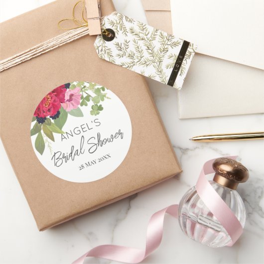 鮮やかな花束 ブライダルシャワー ラウンドシール (ギフト)