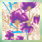 鮮やかな花柄で、紫と青のフ ウィンドウサイン (シート3)