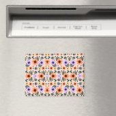 鮮やかな花柄にはオレンジ色の花 マグネット (インサイチュ (食洗機))