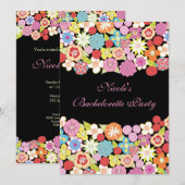 鮮やかな花柄のバチュロレッテパーティー招待状（５ｘ７） 招待状 (正面/裏面)