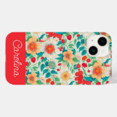 鮮やかな花柄のビンテージ・ボヘミアン・レッド Case-Mate iPhoneケース (裏面 (横))