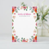 鮮やかな花柄のベビーシャワーのアドバイスカード 招待状 (スタンド正面)