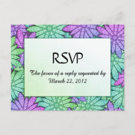 鮮やかな花柄のメニュー付き招待状 インビテーションポストカード