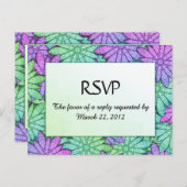鮮やかな花柄のメニュー付き招待状 インビテーションポストカード (正面/裏面)