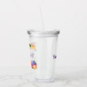 鮮やかな花柄の水彩ウェディングドレスの仲間 アクリルタンブラー (左)