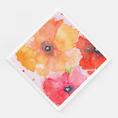 鮮やかな花柄の水彩ナプキン スタンダードカクテルナプキン (コーナー)