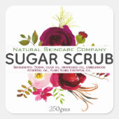 鮮やかな花柄の白ラベル スクエアシール (正面)