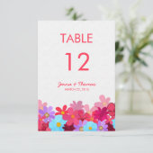 鮮やかな花柄の結婚式テーブルカード 招待状 (スタンド正面)