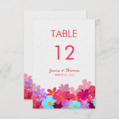鮮やかな花柄の結婚式テーブルカード 招待状 (正面/裏面)