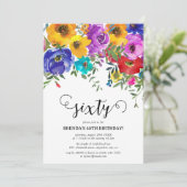 鮮やかな花柄の60歳誕生日 招待状 (スタンド正面)