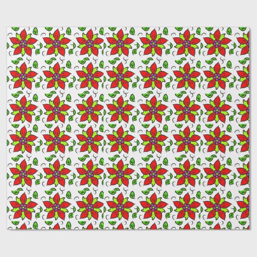 鮮やかな花柄パターン ラッピングペーパー (フラット)