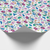 鮮やかな花柄ラッピングの展開図と平面図 ラッピングペーパー (角)