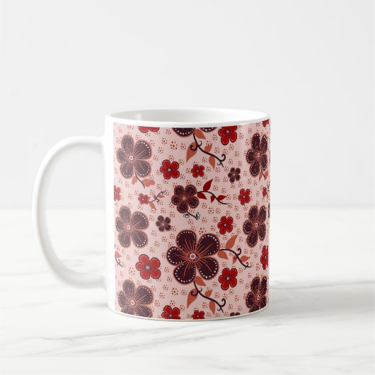 鮮やかな花柄 コーヒーマグカップ (左)