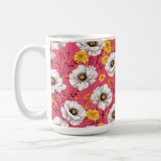 鮮やかな花柄 コーヒーマグカップ (左)