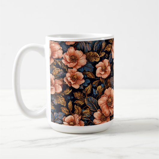 鮮やかな花柄 コーヒーマグカップ (左)