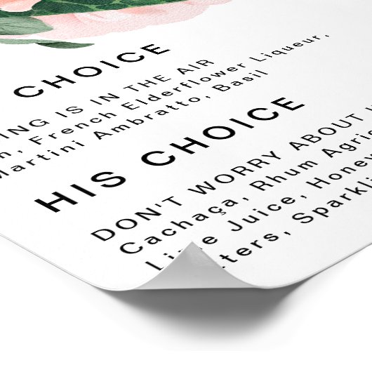 鮮やかな花柄 | シグネチャードリンクの看板 ポスター (角)