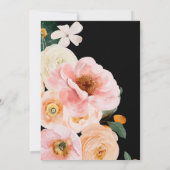 鮮やかな花柄 | ブラック トラディショナル ウェディング 招待状 (裏面)