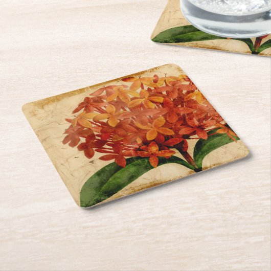 鮮やかな花柄III スクエアペーパーコースター (アングル)