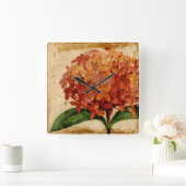 鮮やかな花柄III スクエア壁時計 (ホーム)