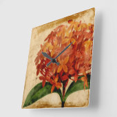 鮮やかな花柄III スクエア壁時計 (傾斜)