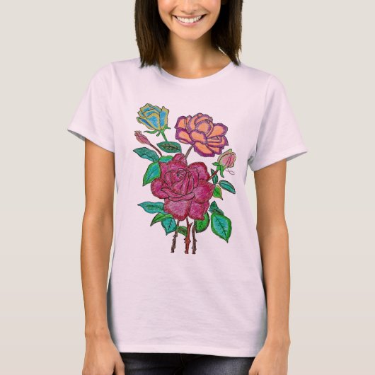 鮮やかな花柄Tシャツ Tシャツ (正面)