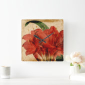 鮮やかな花柄VIII スクエア壁時計 (ホーム)