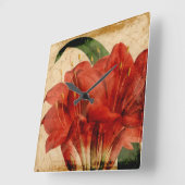 鮮やかな花柄VIII スクエア壁時計 (傾斜)