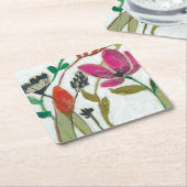 鮮やかな花 スクエアペーパーコースター (アングル)