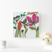 鮮やかな花 スクエア壁時計 (ホーム)