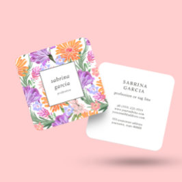 鮮やかな花 |バイオレットブルーオレンジピンク スクエア名刺