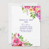 鮮やかな花 春のボタニカル ウェディング ピンク 招待状 (裏面)