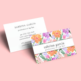 鮮やかな花 |紫オレンジブルーバイオレット 名刺