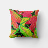 鮮やかな葉が鮮やかな模様を夢見る クッション (正面)