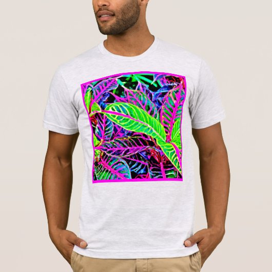 鮮やかな葉のエレガンスパターン Tシャツ (正面)