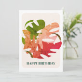 鮮やかな葉の植物の誕生日カード カード (スタンド正面)