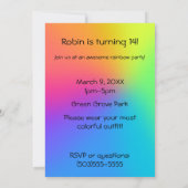 鮮やかな虹のオンブレ誕生日パーティー 招待状 (裏面)