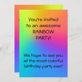 鮮やかな虹のオンブレ誕生日パーティー 招待状 (正面/裏面)