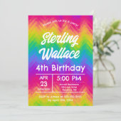 鮮やかな虹のシェブロンの誕生日パーティーカスタム 招待状 (スタンド正面)