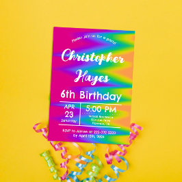 鮮やかな虹のタイダイ誕生日カスタマイズ可能 招待状