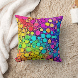 鮮やかな虹のバブル抽象化 クッション