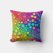 鮮やかな虹のバブル抽象化 クッション (正面)