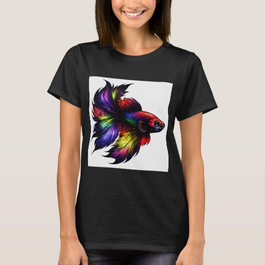 鮮やかな虹のベタ Tシャツ (正面)
