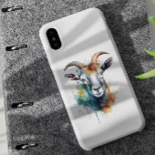 鮮やかな虹のヤギの肖像 iPhoneケース