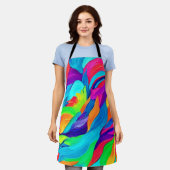 鮮やかな虹の渦巻き抽象芸術 エプロン (着用した状態)