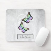 鮮やかな虹の蝶 マウスパッド (マウス)