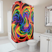 鮮やかな虹クレセント抽象芸術シャワーカーテン シャワーカーテン (インサイチュ)